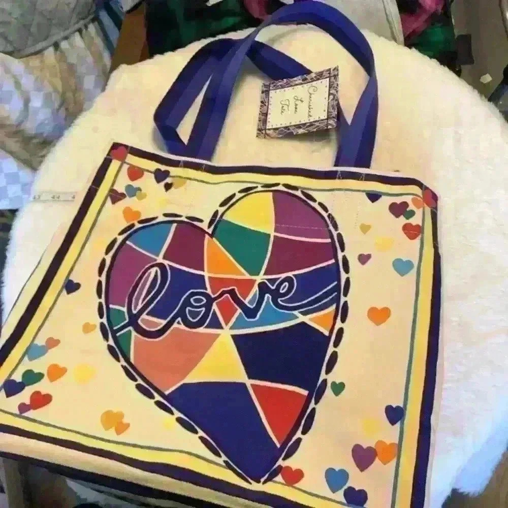 Giant Brighton Tote Shopper’s Canvas Bag Love Themed Hearts Gift New NWT - Picture 7 of 15
